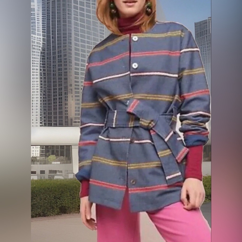 Anthropology Dolan left coast collection Multicolor Striped Coat cotton blend M